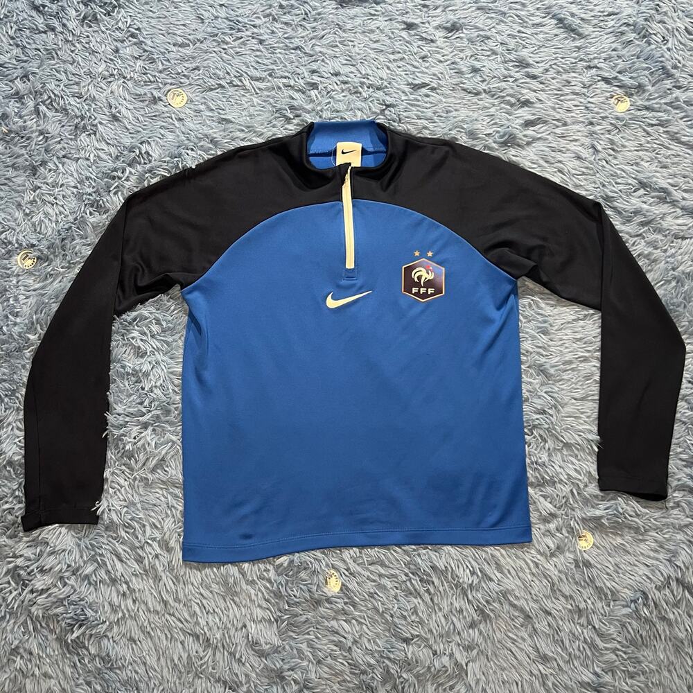 Nike Dri Fit French Football Academy NYC 1/4 Zip Sweater Size Large Women’s Blue